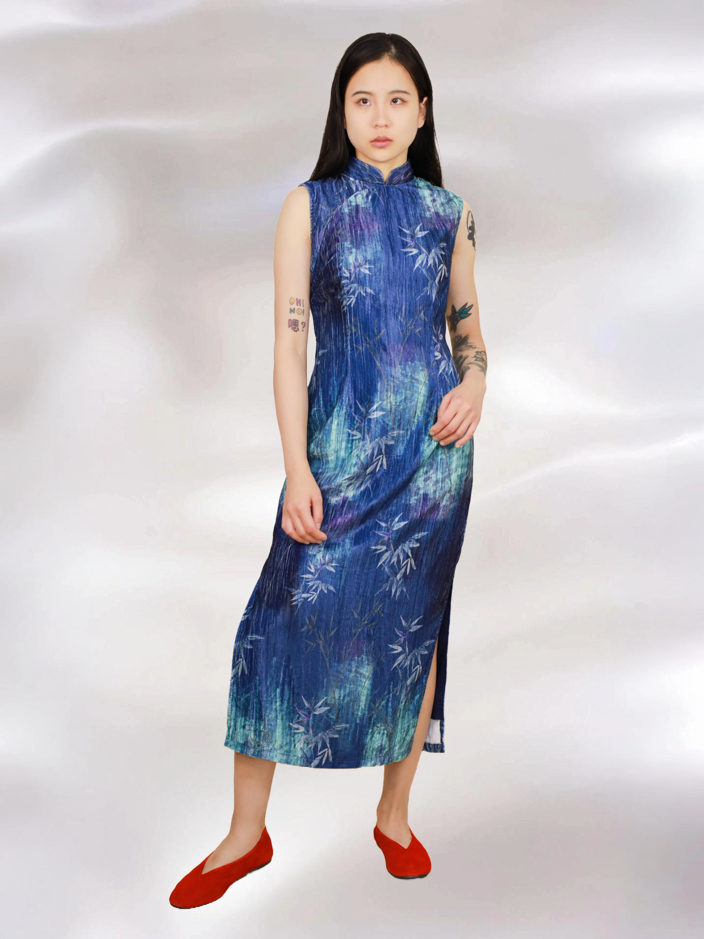 cowl front bridesmaid dress Asymmetrical Satin Shown in Desert Rose loose backless dress Blue Size:3XL - T Sub-category: Long Sleeved
